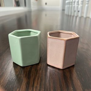 Set of Two Small Plant Pots (2” wide, 3” tall - no drainage hole)